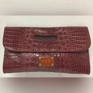 NINE WEST Women’s Vegan Envelope Croc Embossed Clutch